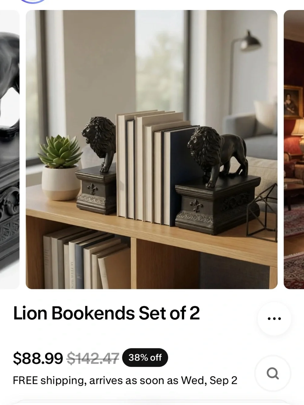 ALON Decorative Black Lion Bookend Pair - Home Accents